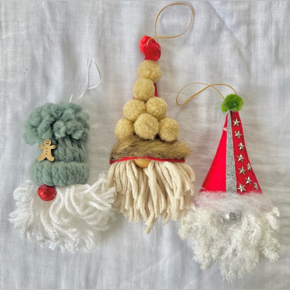 3-Pack Christmas Gnome Ornament Set, Rustic Farmhouse Holiday Festive Decor
